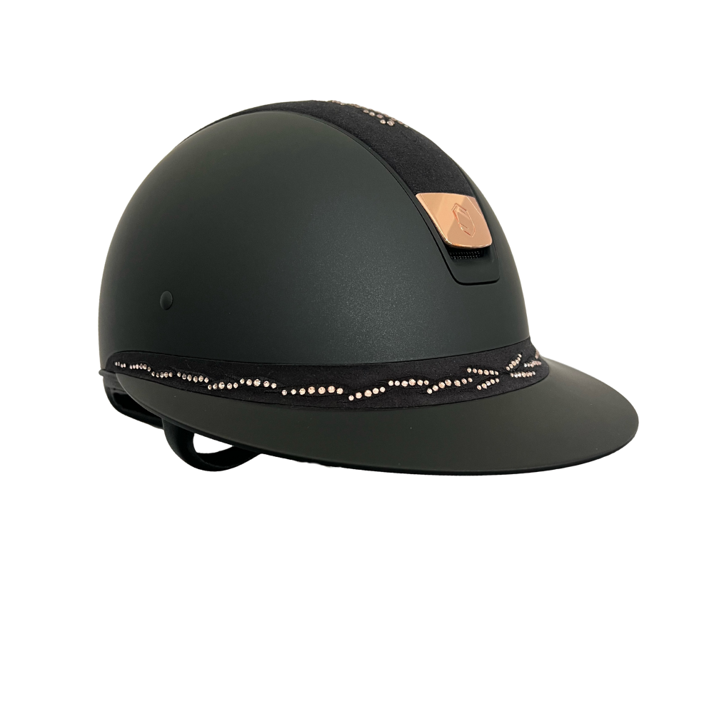 Samshield Reithelm Miss Shield Shadowmatt Flower Swarovski Vintage Rose schwarz