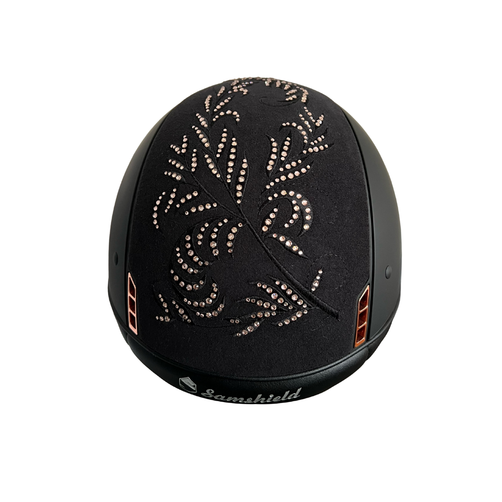 Samshield Reithelm Miss Shield Shadowmatt Flower Swarovski Vintage Rose schwarz