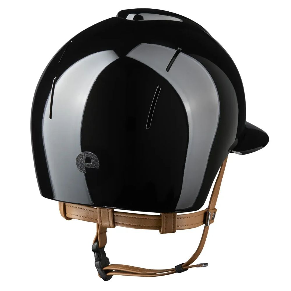 KEP Reithelm Smart Nova Metal Polish Star schwarz, Polo-Visier, beiger Riemen