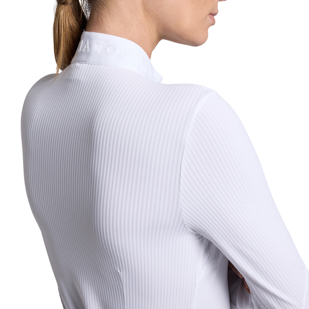 Cavalleria Toscana Damen Turnierbluse, L/S w/Striped Insert Competition Shirt, Herbst/Winter 2026