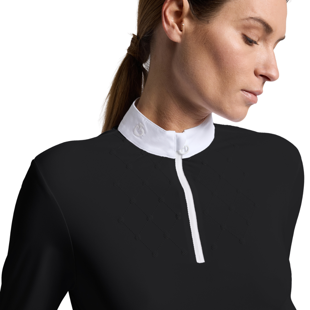 Cavalleria Toscana Damen Turniershirt, L/S w/Sequins Bib Competition Shirt, Herbst/Winter 2026