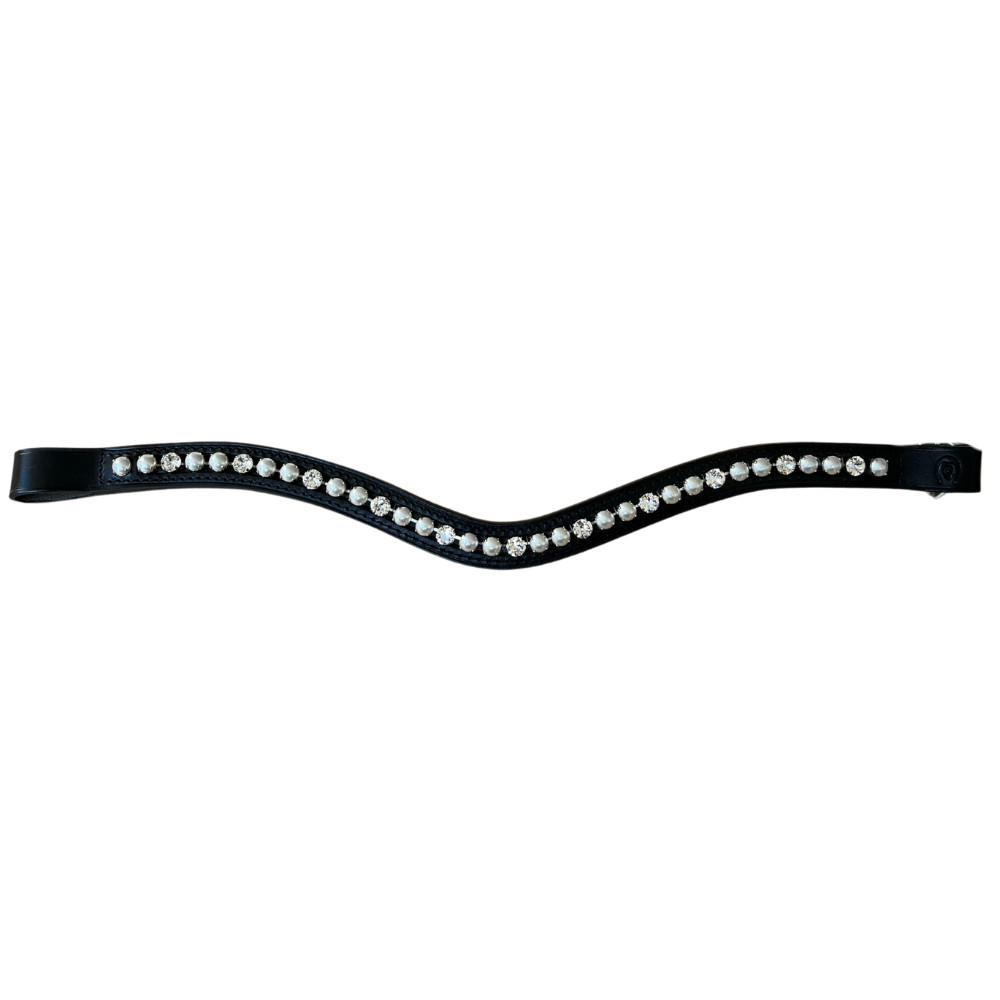 Otto Schumacher Stirnriemen Swarovski XL, zweifarbig (white pearl/crystal)