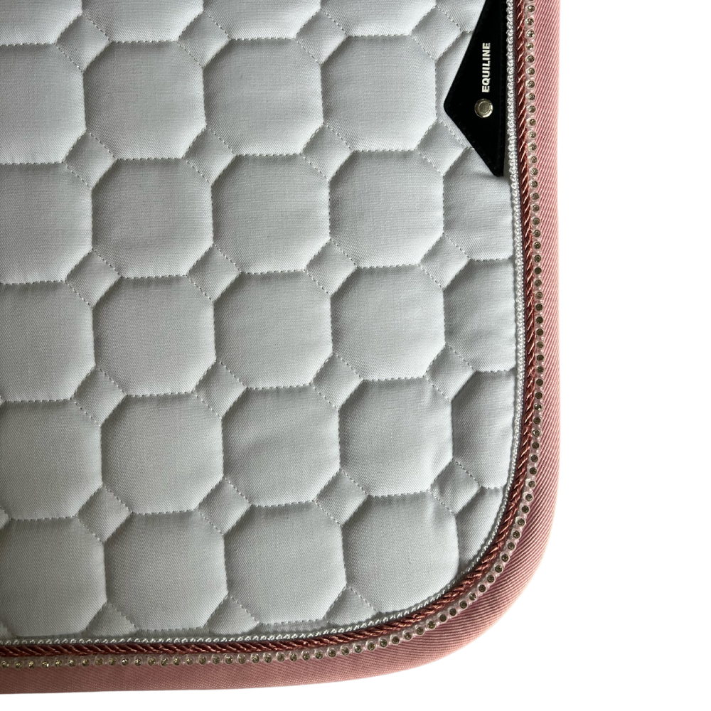 Equiline Schabracke Octagon Glitzer weiß (rosa Details)