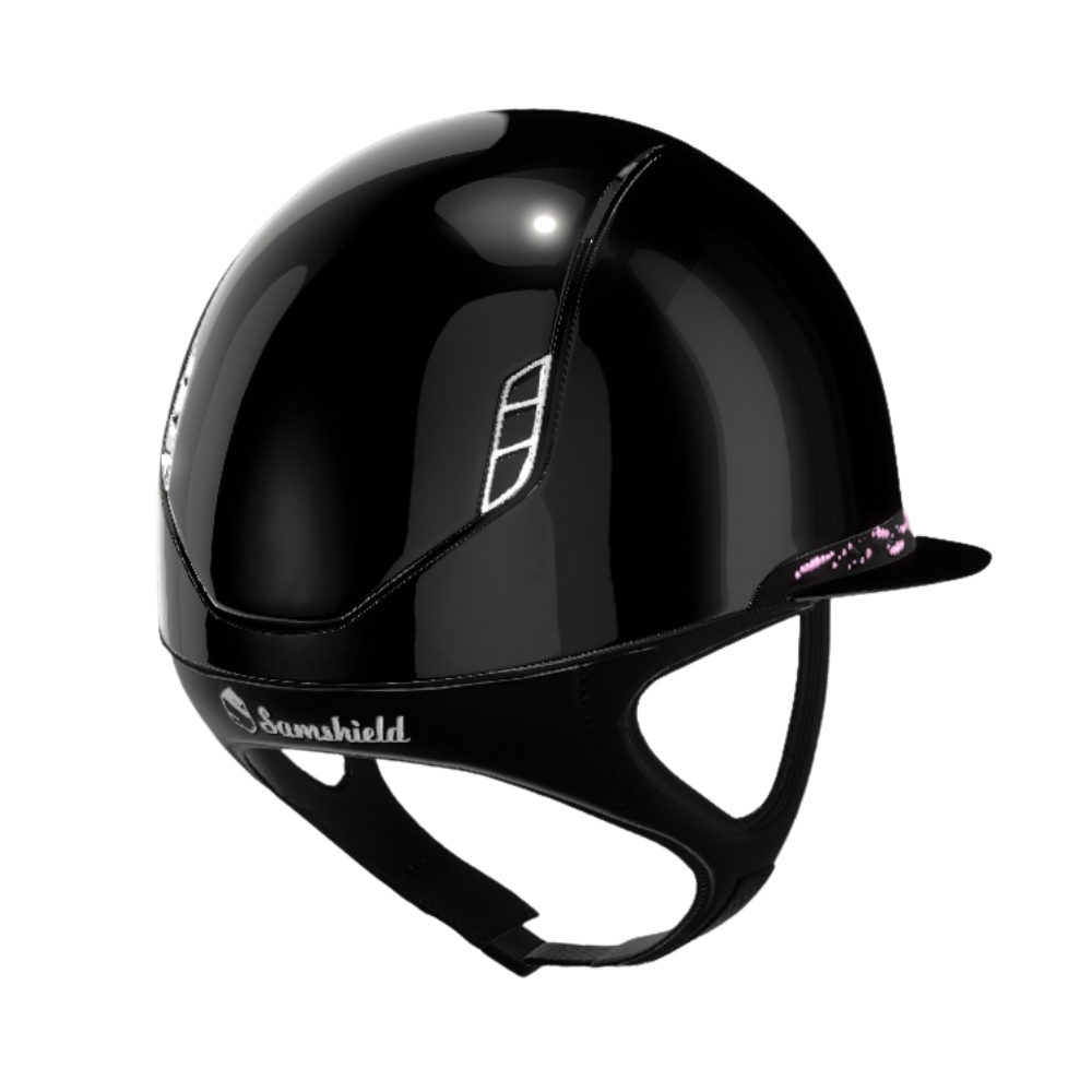 Samshield Reithelm Miss Shield 2.0 Shadowglossy Flower Swarovski Black (rosa)