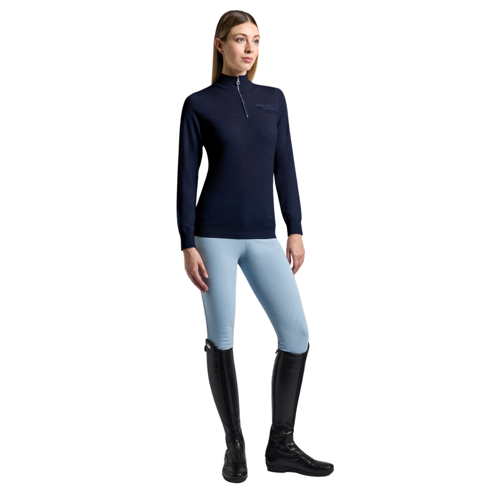 Cavalleria Toscana Damen Merinos Half Zip Turtleneck Sweater With Zipper, Frühjahr/Sommer 2025
