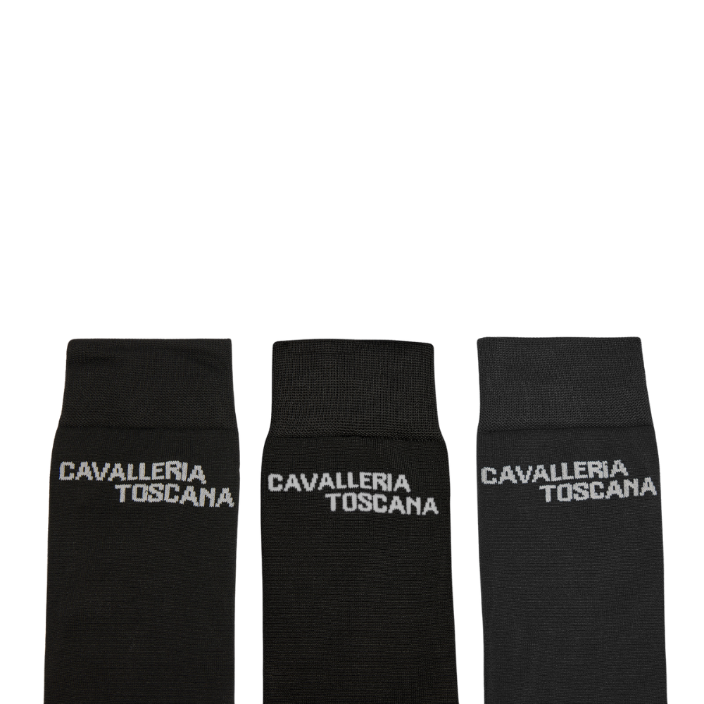 Cavalleria Toscana Jacquard Logo Socken, 3er Pack, Frühjahr/Sommer 2025