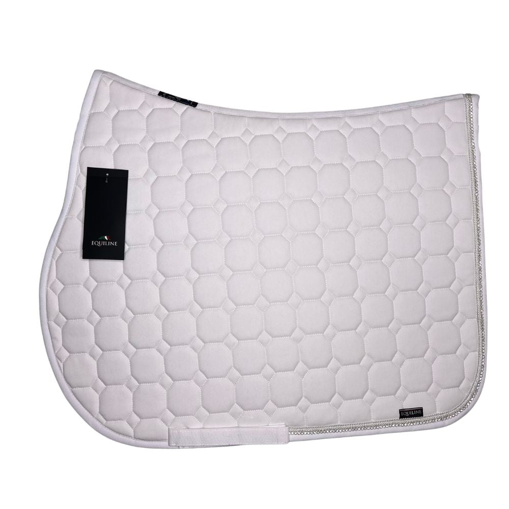Equiline Octagon Springschabracke weiß (schmale weiße Borde, heller Strass)