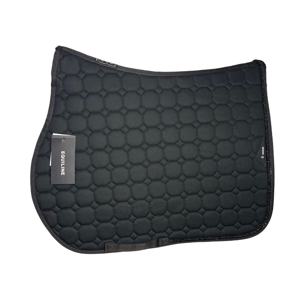 Equiline Octagon Springschabracke schwarz (breite schwarze Glitzerborde, dunkler Strass)