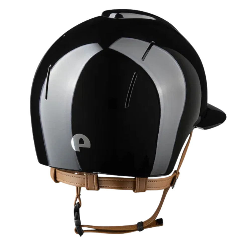 KEP Reithelm Smart Nova Metal Polish schwarz, Beiger Riemen, Polo-Visier