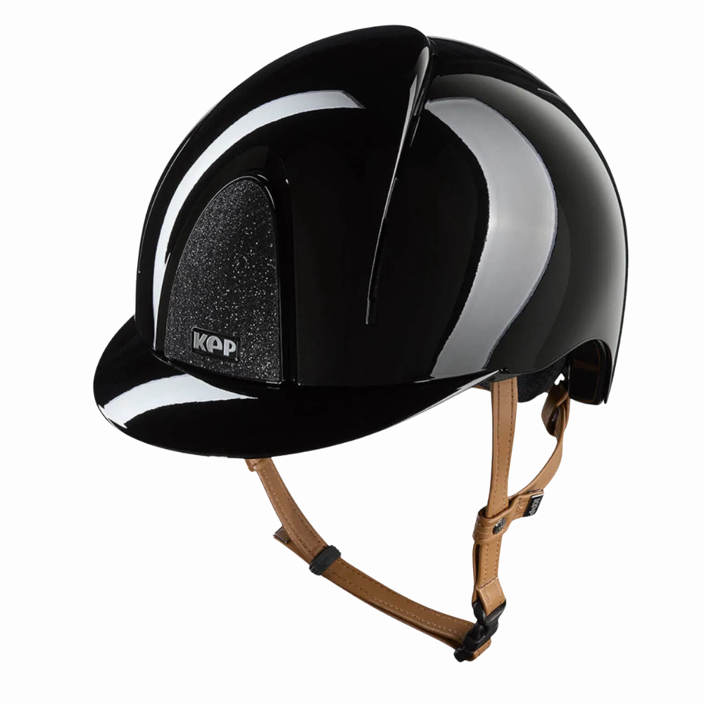 KEP Reithelm Smart Nova Metal Polish Star schwarz, beiger Riemen