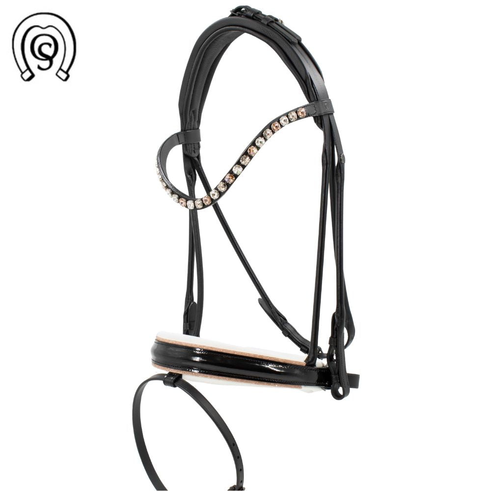 Otto Schumacher Trense München "Feel Good" Symphony - Zierkeder fineline rose gold hell (Lack)
