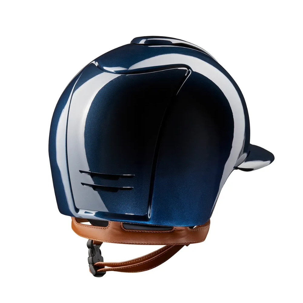 KEP Reithelm Cromo 2.0, Polish Blue, Beiger Riemen, Polo-Visier