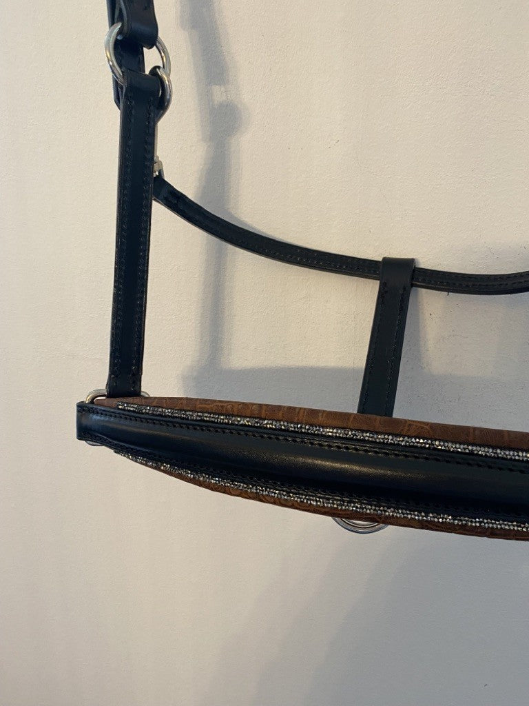 Otto Schumacher Lederhalfter Fineline schwarz - Croco Cognac Polsterung