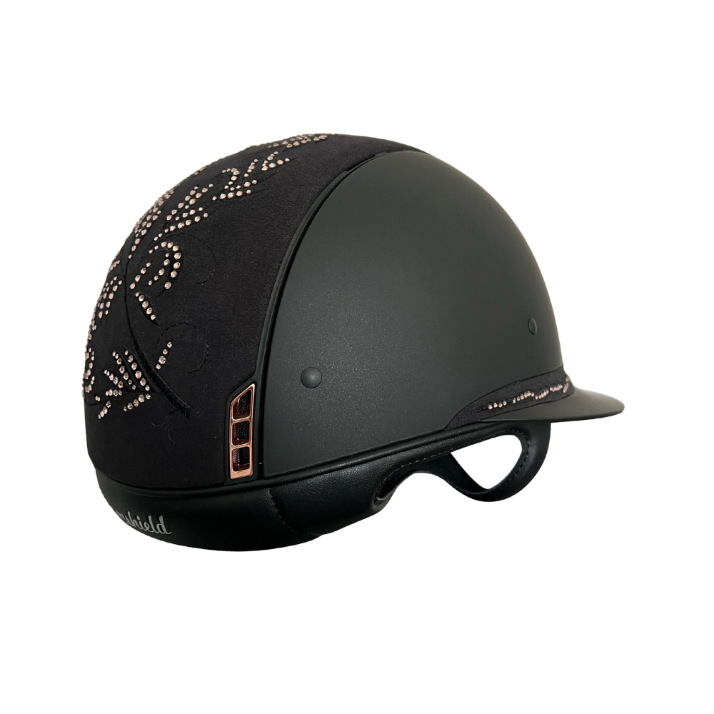 Samshield Reithelm Miss Shield Shadowmatt Flower Swarovski Vintage Rose schwarz