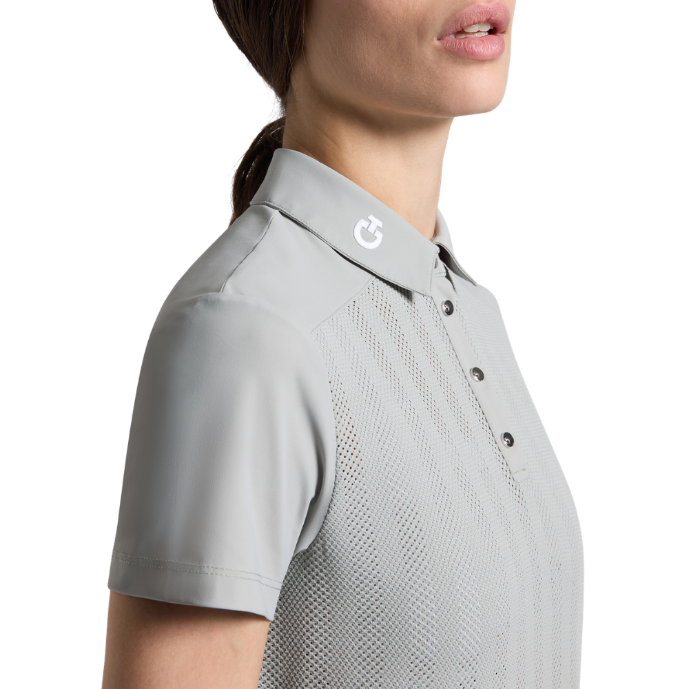 Cavalleria Toscana Damen kurzarm Jacquard Jersey Training Polo w/Insert, mit Streifenstruktur, Frühjahr/Sommer 2026
