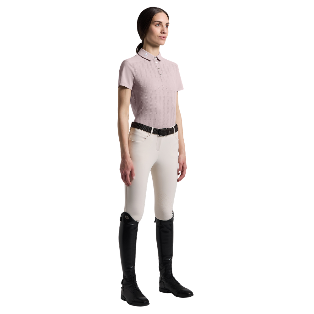 Cavalleria Toscana Damen kurzarm Jacquard Jersey Training Polo w/Insert, mit Streifenstruktur, Frühjahr/Sommer 2026