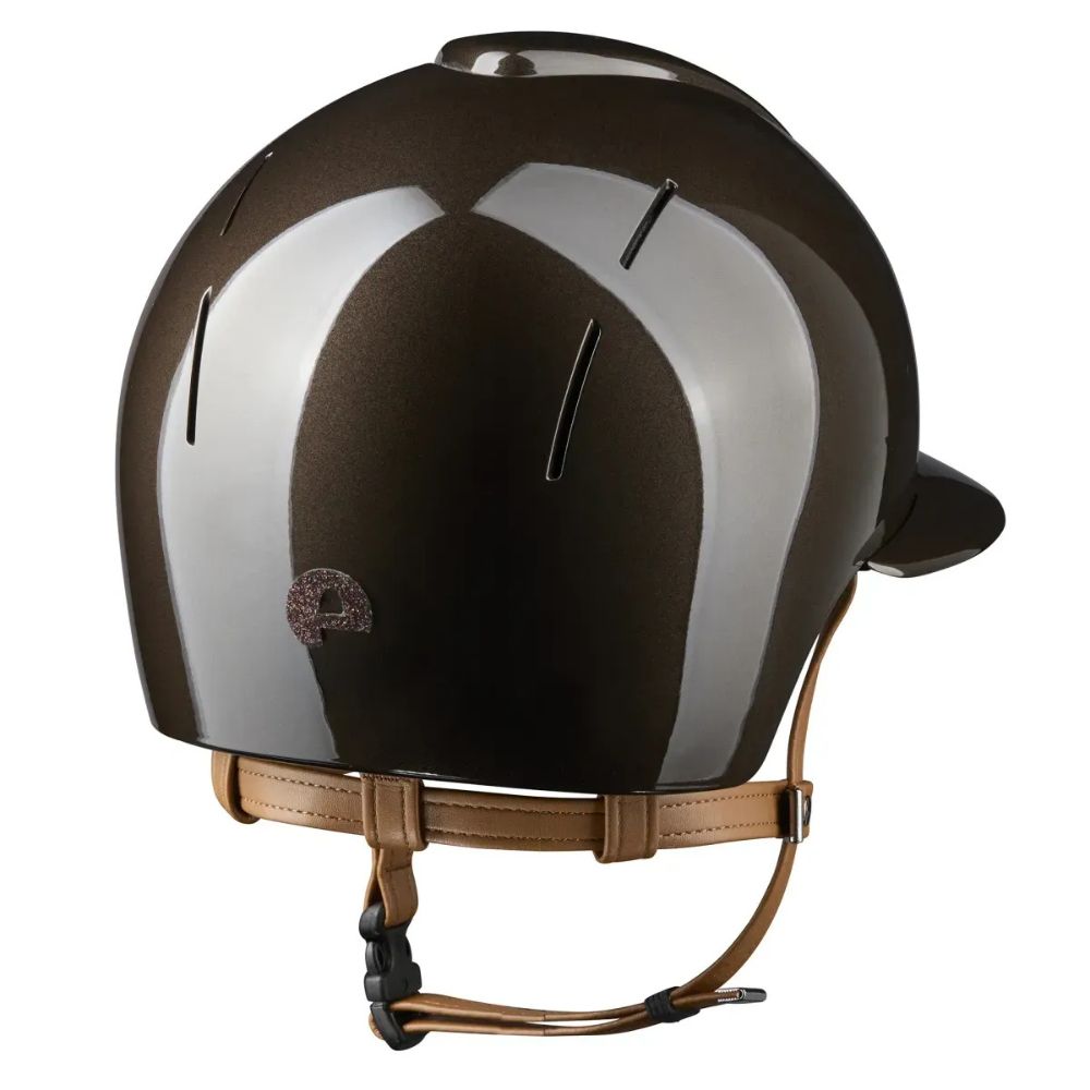 KEP Reithelm Smart Nova Metal Polish Star braun, Polo-Visier, beiger Riemen