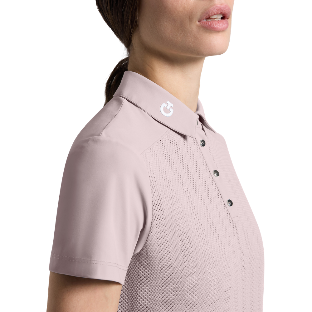 Cavalleria Toscana Damen kurzarm Jacquard Jersey Training Polo w/Insert, mit Streifenstruktur, Frühjahr/Sommer 2026