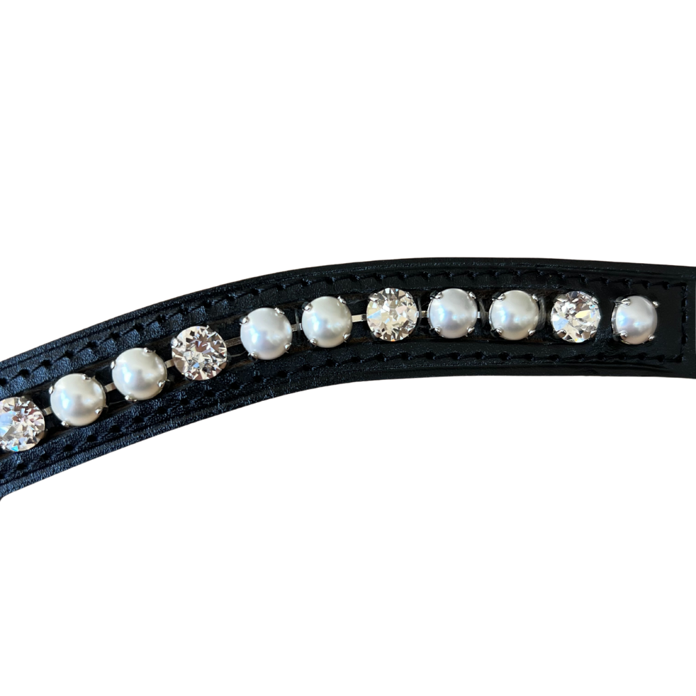 Otto Schumacher Stirnriemen Swarovski XL, zweifarbig (white pearl/crystal)