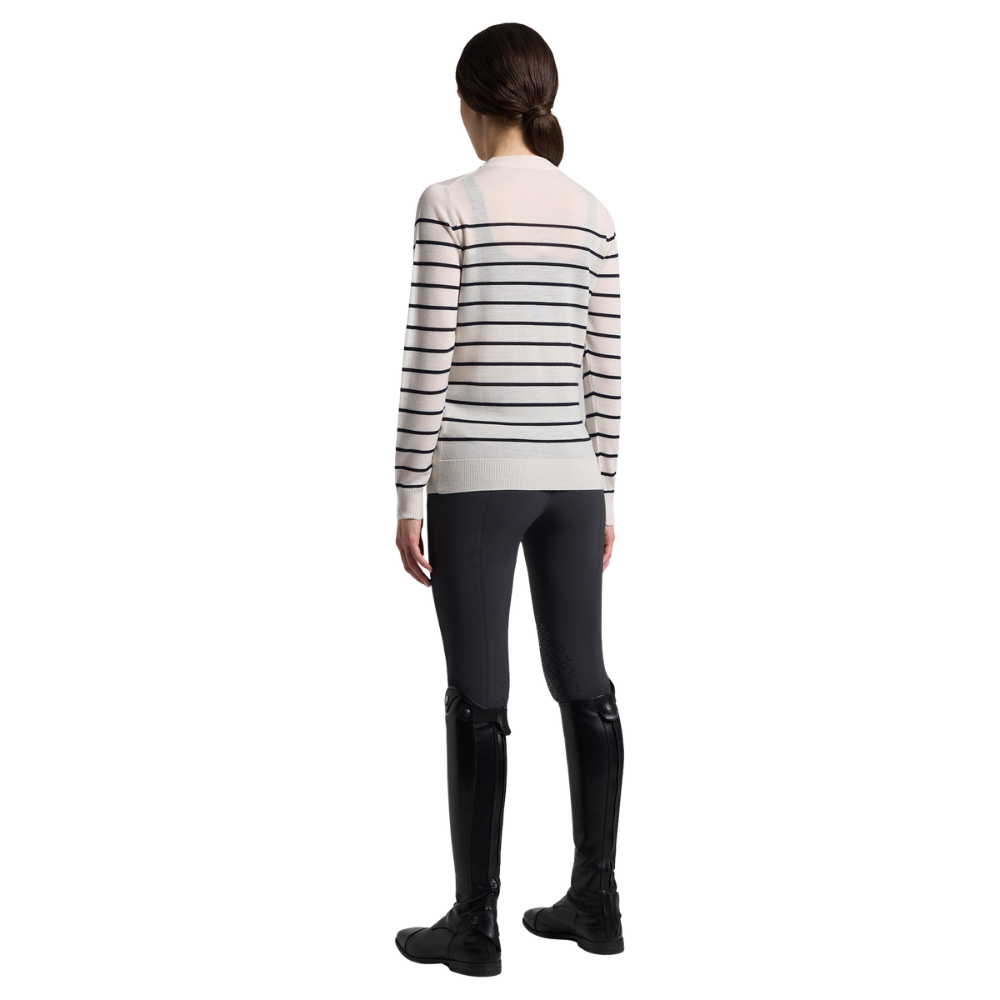 Cavalleria Toscana Stripe Jacquard Merinos Crew Neck Damenpullover, Frühjahr/Sommer 2026