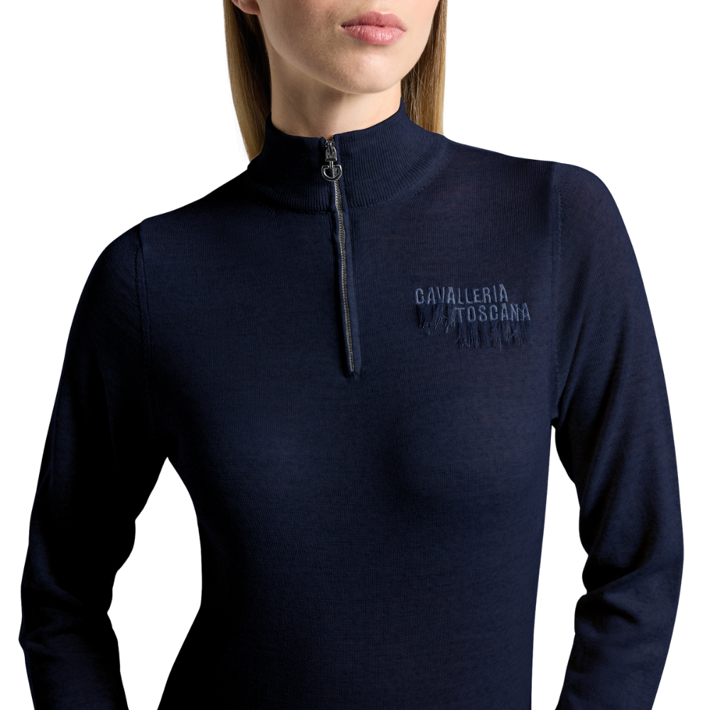 Cavalleria Toscana Damen Merinos Half Zip Turtleneck Sweater With Zipper, Frühjahr/Sommer 2025