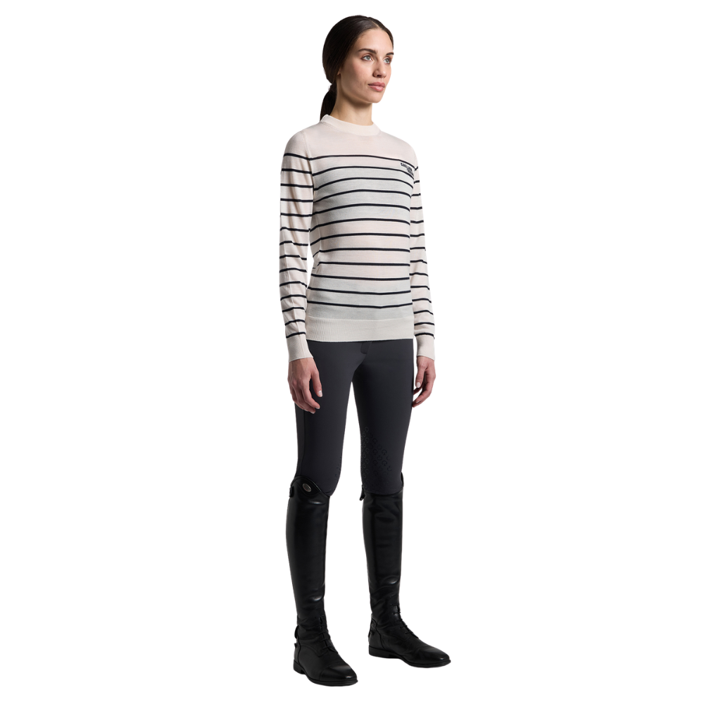 Cavalleria Toscana Stripe Jacquard Merinos Crew Neck Damenpullover, Frühjahr/Sommer 2026