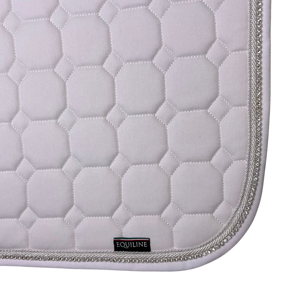 Equiline Octagon Springschabracke weiß (schmale weiße Borde, heller Strass)