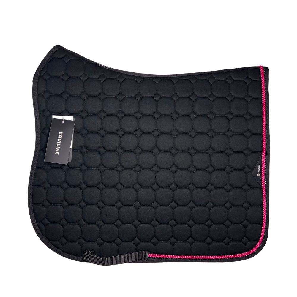 Equiline Dressurschabracke Octagon schwarz (breite pinke Borde, dunkler Strass)