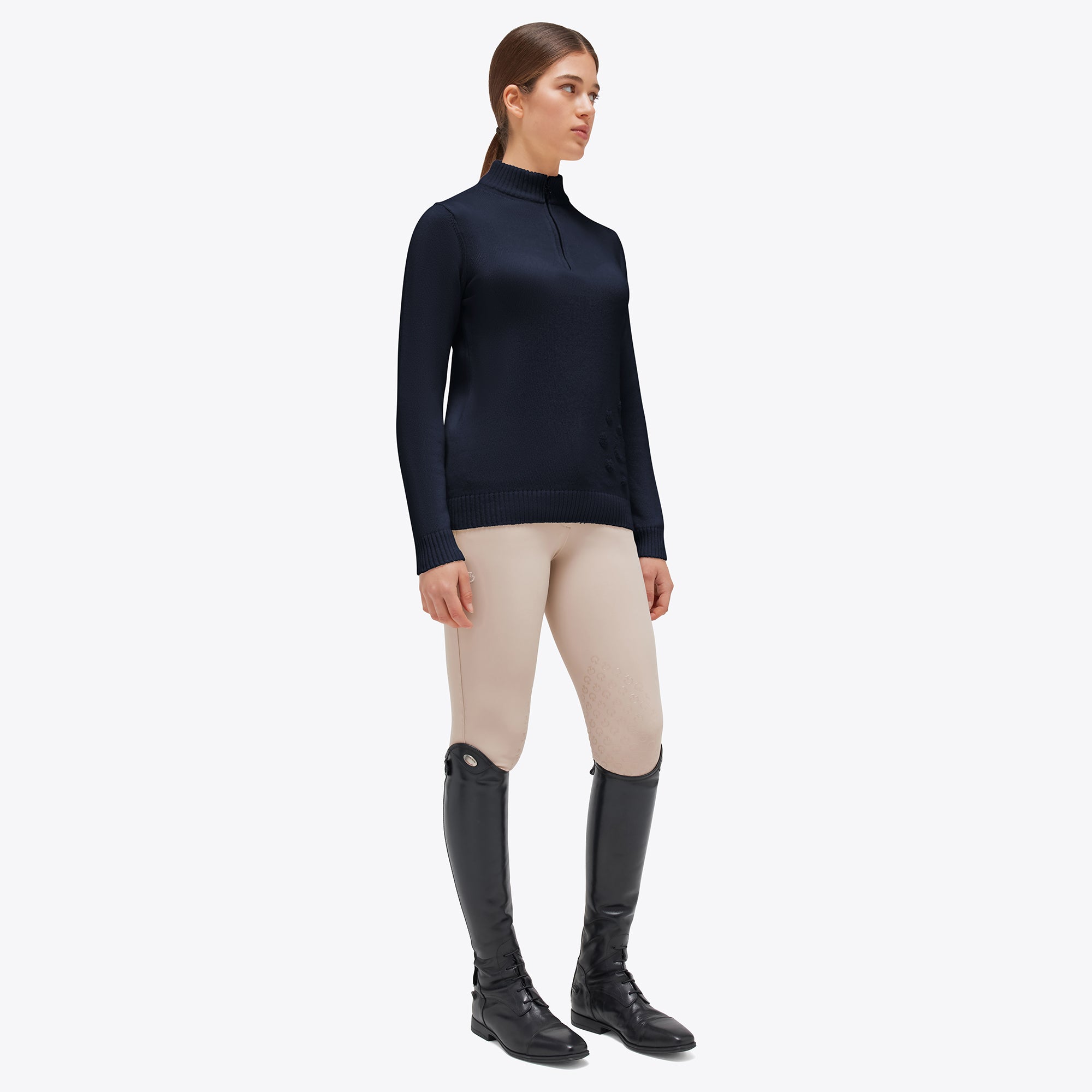 Cavalleria Toscana Damen Cashmere Blend Pullover mit Rollkragen und Zipper, Holiday2023 Collection