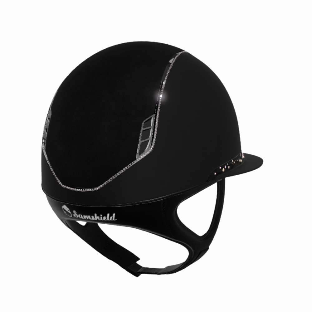 Samshield Reithelm Miss Shield 2.0 Shadowmatt schwarz Flower Swarovski Jewelry rosa +300