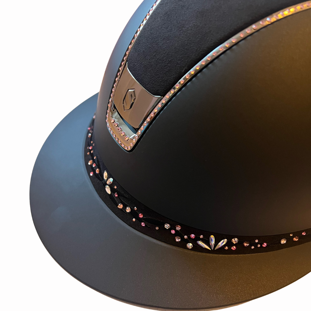 Samshield Reithelm Miss Shield 2.0 Shadowmatt schwarz Flower Swarovski Jewelry rosa +300