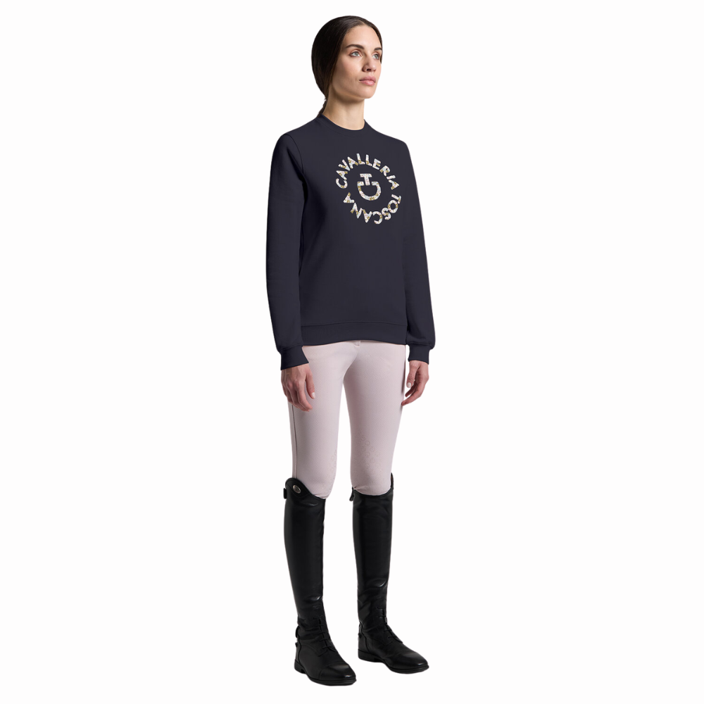 Cavalleria Toscana Damen Crew Neck Sweatshirt Floral Embroidery, Frühjahr/Sommer 2026
