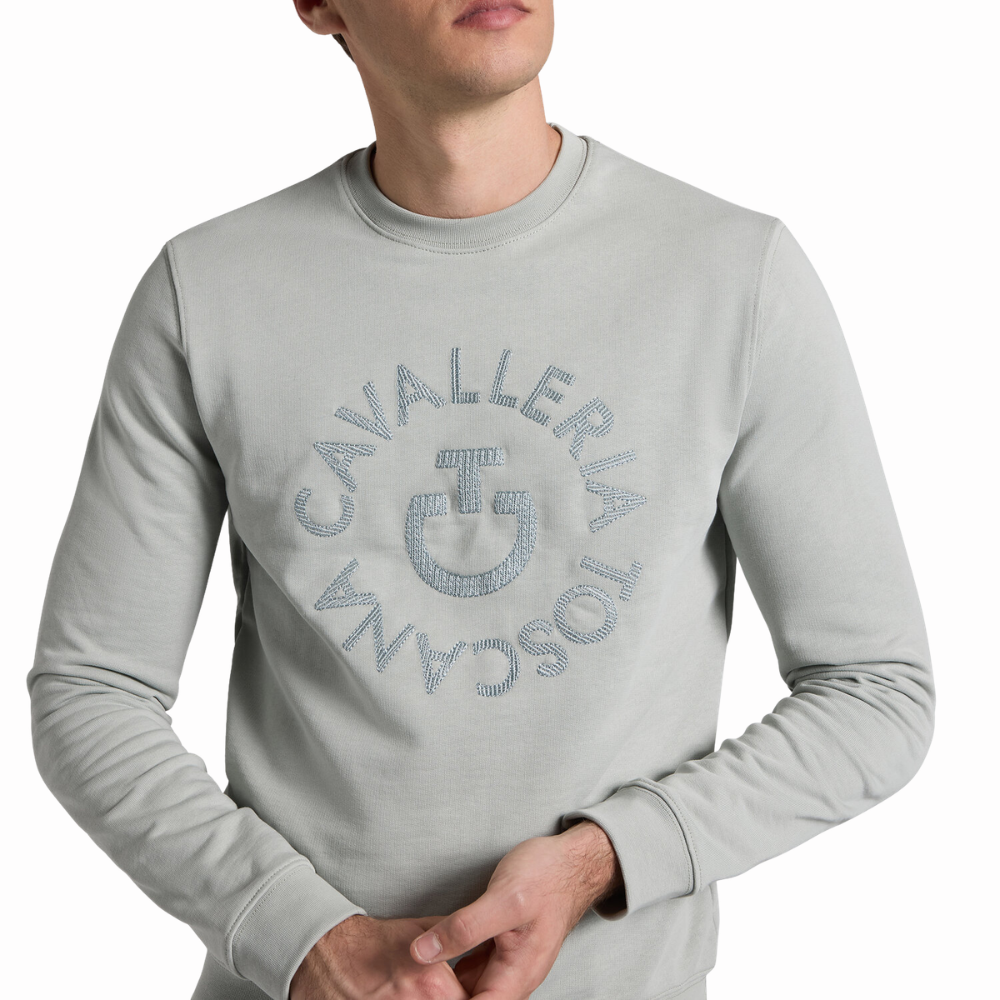 Cavalleria Toscana Unisex Cotton Crew Neck Embroidery Logo Sweatshirt, Frühjahr/Sommer 2026
