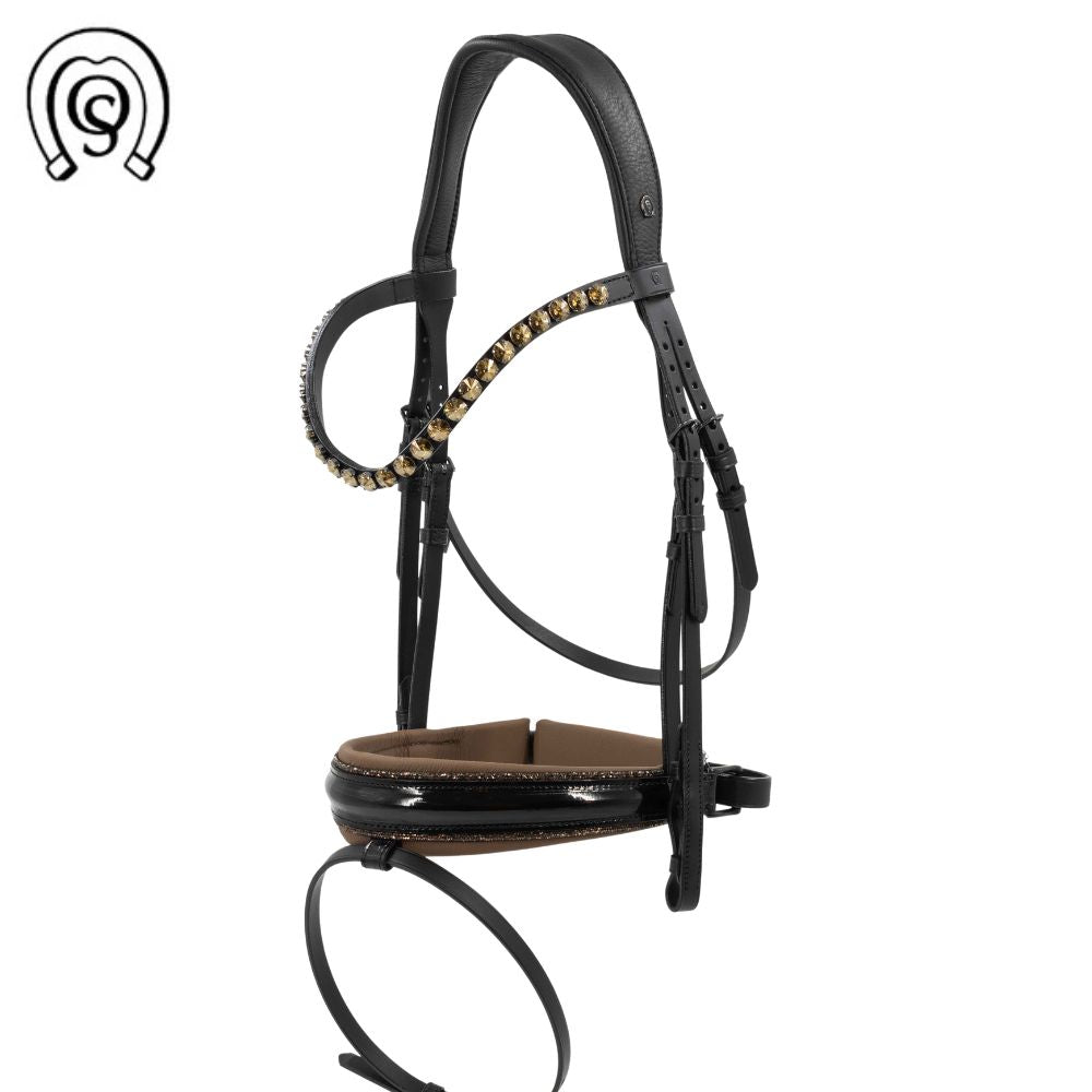 Otto Schumacher Trense Tokyo Zierkeder fineline chestnut, cappuccino gepolstert Symphony Rivoli XL bronze B (Lack)