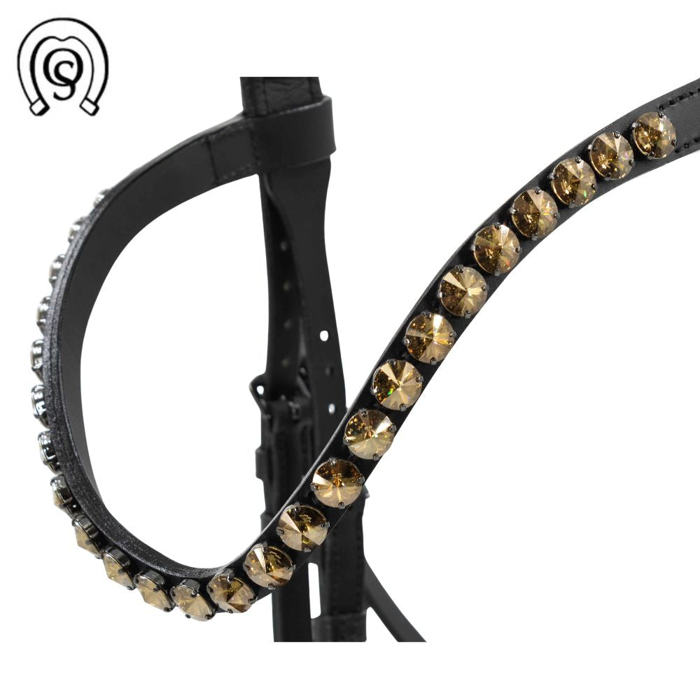 Otto Schumacher Trense Tokyo Zierkeder fineline chestnut, cappuccino gepolstert Symphony Rivoli XL bronze B (Lack)