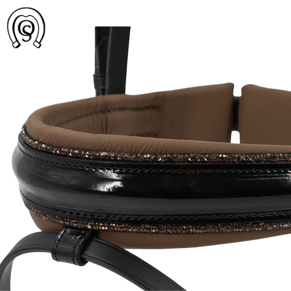 Otto Schumacher Trense Tokyo Zierkeder fineline chestnut, cappuccino gepolstert Symphony Rivoli XL bronze B (Lack)