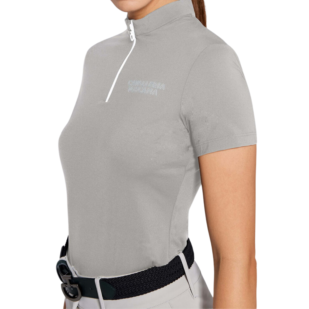 Cavalleria Toscana Damen Jersey Training Zip Polo, Frühjahr/Sommer 2024